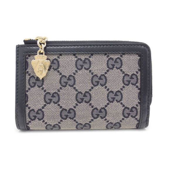 Gucci Beige Blue Luce Leather Wallet GG - Picture 1 of 9